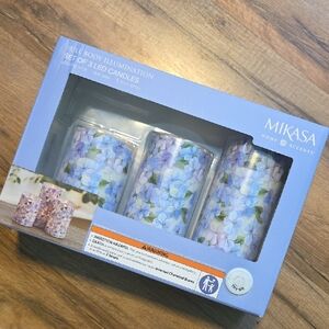 Mikasa Hydrangea Print LED Candle Set in Blue and Purple